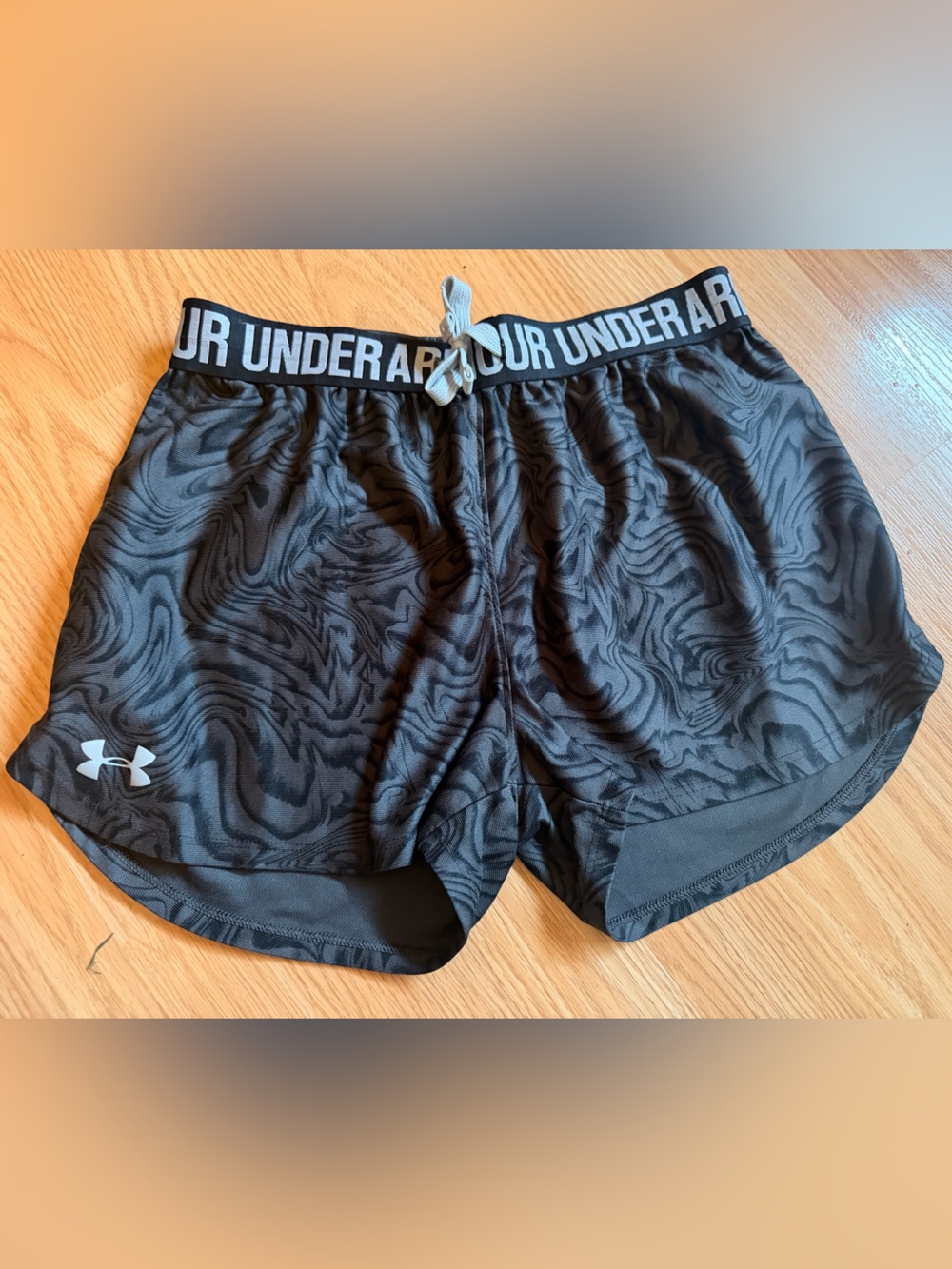 Under Armour Girls Black Swirl-Print Training Shorts